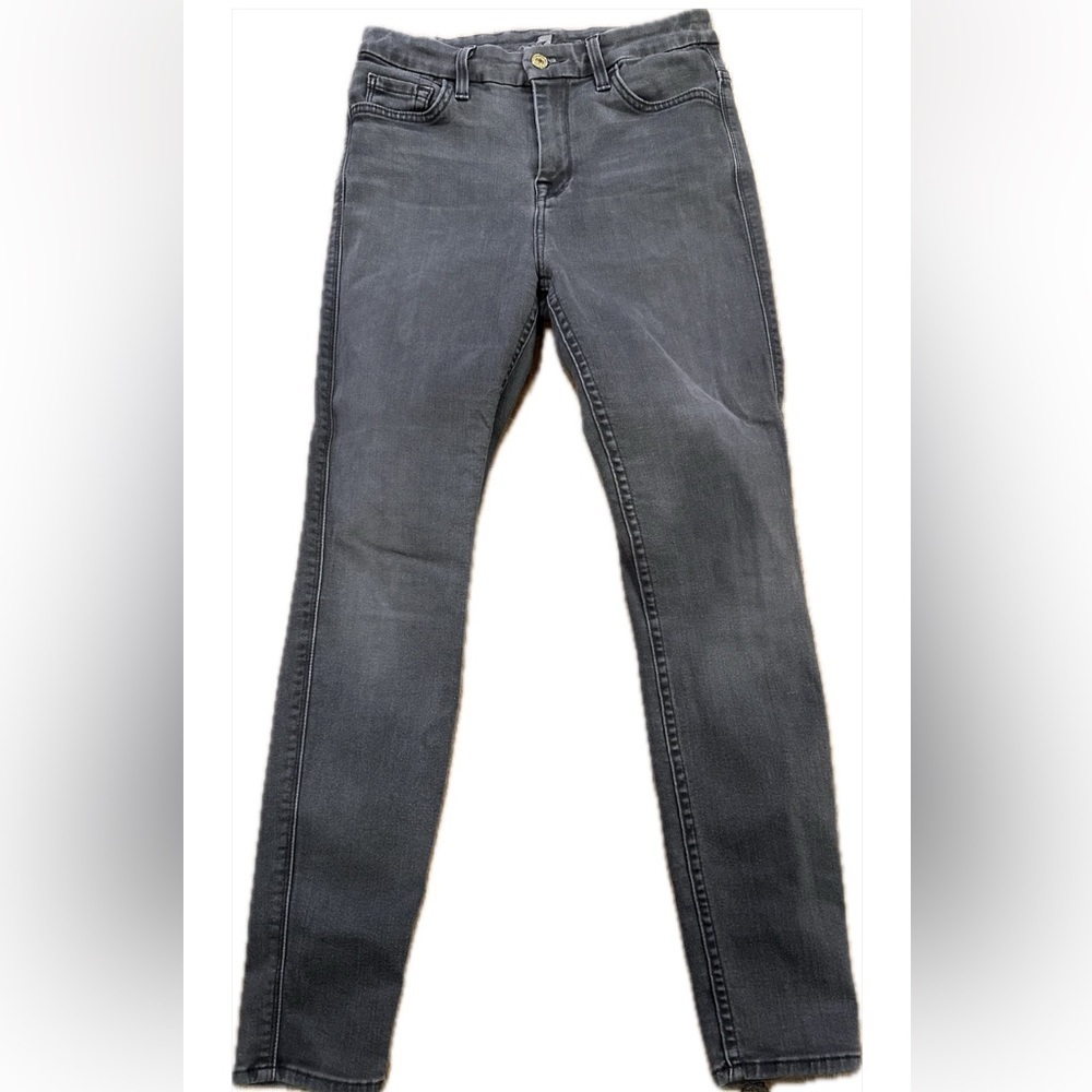 7 for all man kind gray high waisted ankle skinny jeans